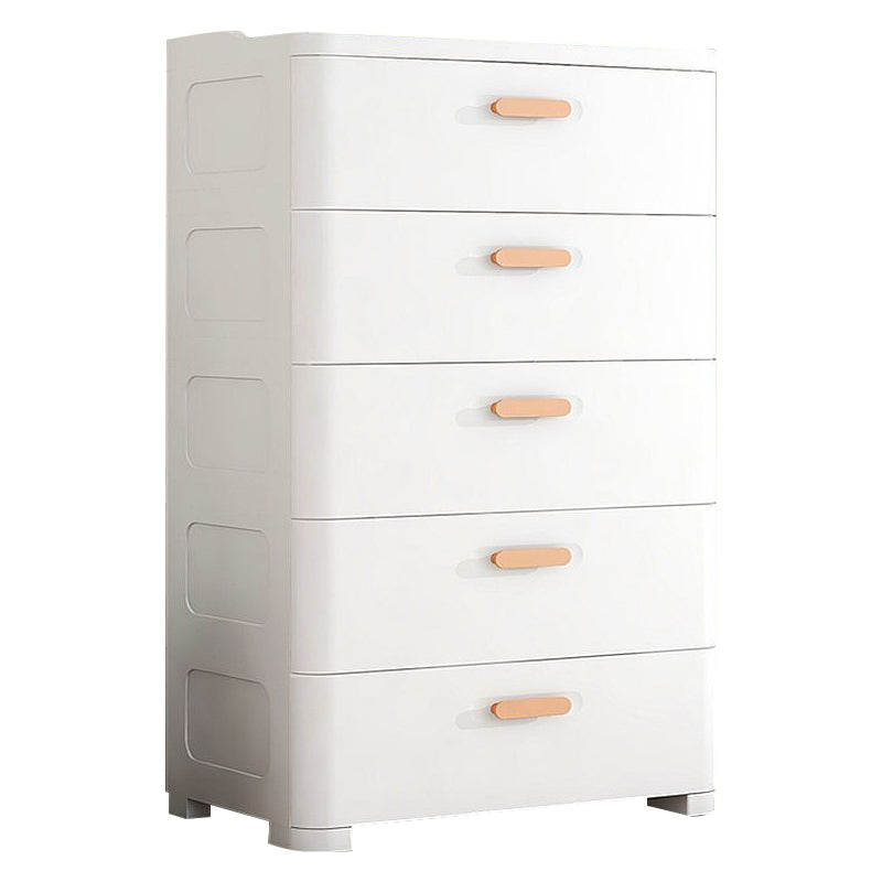 Modern Plastic Nursery Dresser Vertical Kids Nightstand with 5 Drawers for Room