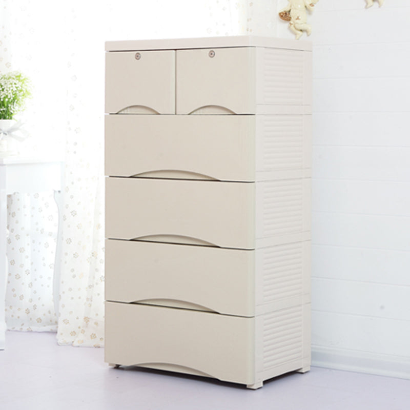 Vertical Kids Nightstand Scandinavian 5/6 Drawers Plastic Nursery Dresser for Home