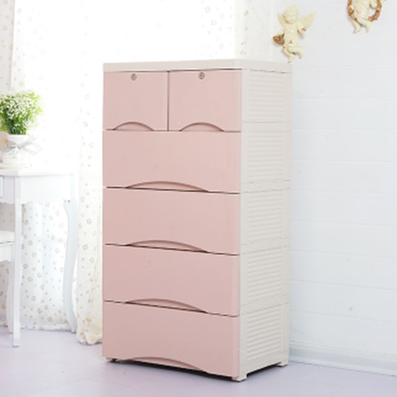 Vertical Kids Nightstand Scandinavian 5/6 Drawers Plastic Nursery Dresser for Home