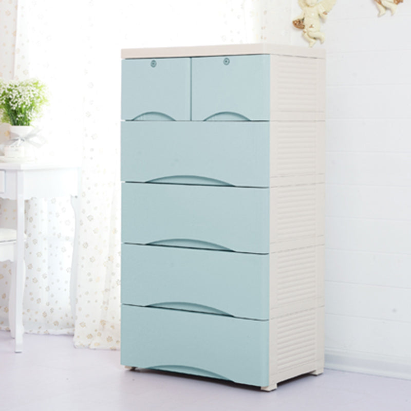 Vertical Kids Nightstand Scandinavian 5/6 Drawers Plastic Nursery Dresser for Home