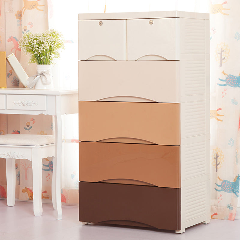 Vertical Kids Nightstand Scandinavian 5/6 Drawers Plastic Nursery Dresser for Home