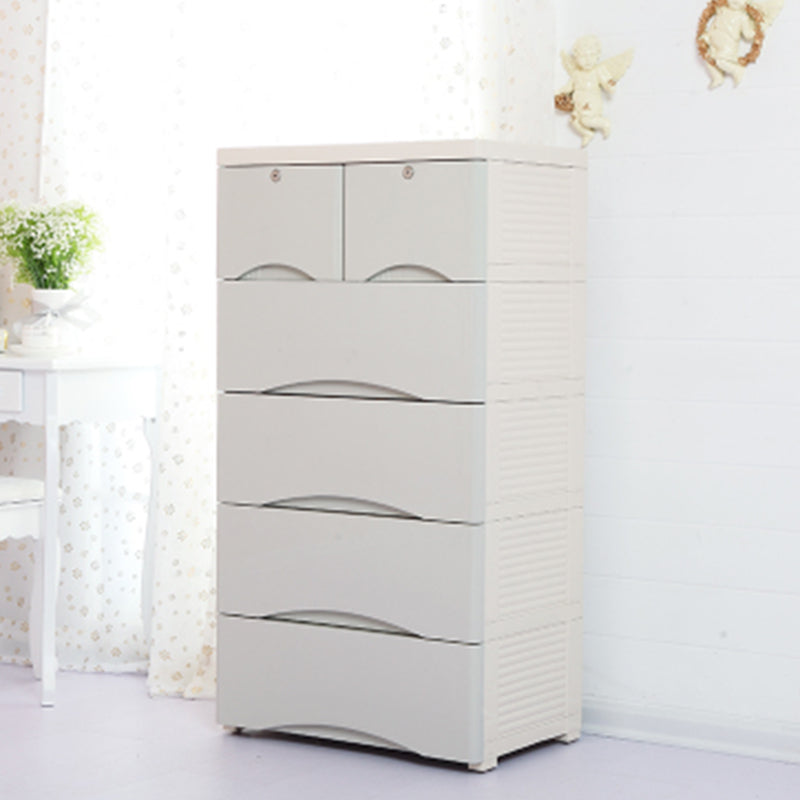 Vertical Kids Nightstand Scandinavian 5/6 Drawers Plastic Nursery Dresser for Home