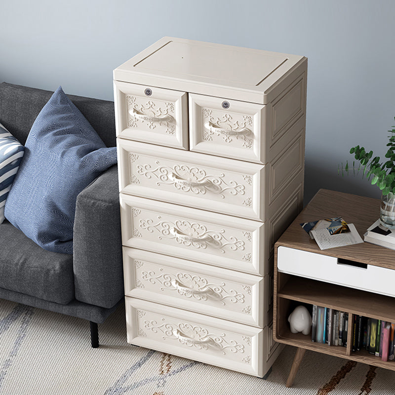 Scandinavian Kids Nightstand Plastic Nursery Dresser with 6/5 Drawers