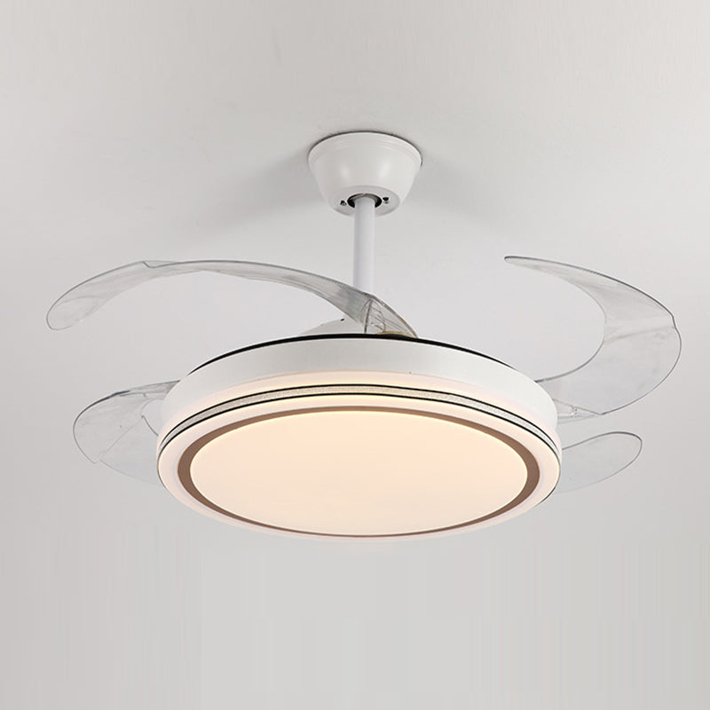 Iron and Acrylic Ceiling Fan Lighting in White Finish Modern Fan Ceiling