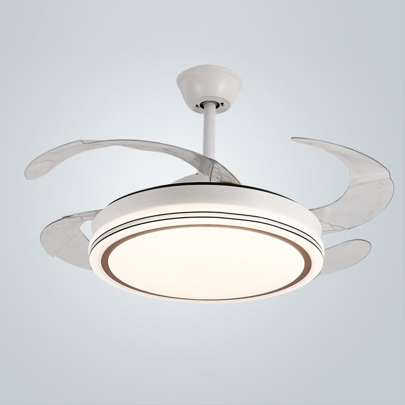 Iron and Acrylic Ceiling Fan Lighting in White Finish Modern Fan Ceiling