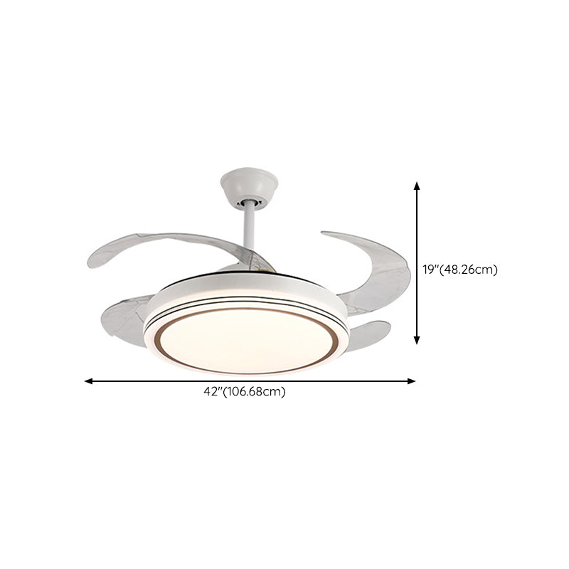 Iron and Acrylic Ceiling Fan Lighting in White Finish Modern Fan Ceiling