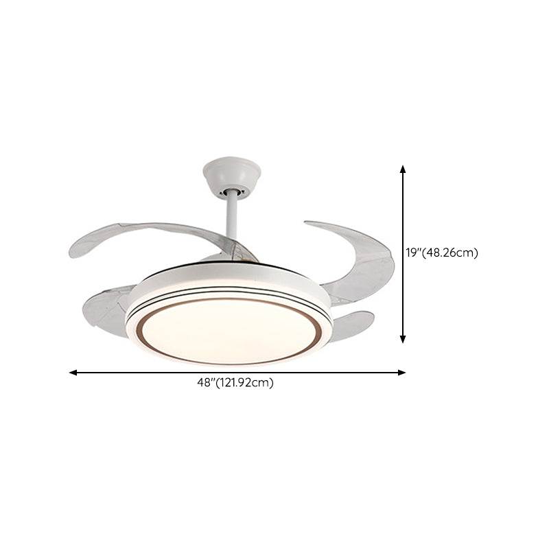 Iron and Acrylic Ceiling Fan Lighting in White Finish Modern Fan Ceiling