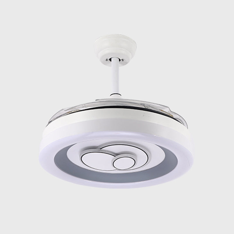 Contemporary LED Fan Ceiling Fixture in White Finish Metal Fixture