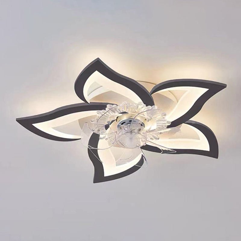 Metal Flower Shape Ceiling Fan Modern Style 5 Lights Ceiling Fans Fixtures