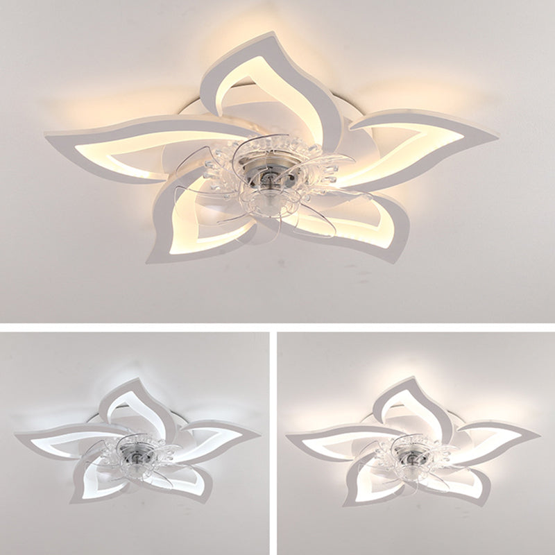 Metal Flower Shape Ceiling Fan Modern Style 5 Lights Ceiling Fans Fixtures