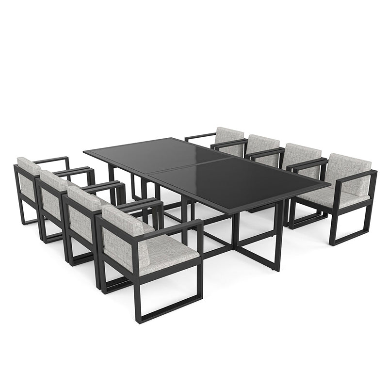 Modern Standard Height Dining Room Chair and Table Set with Black Chairs