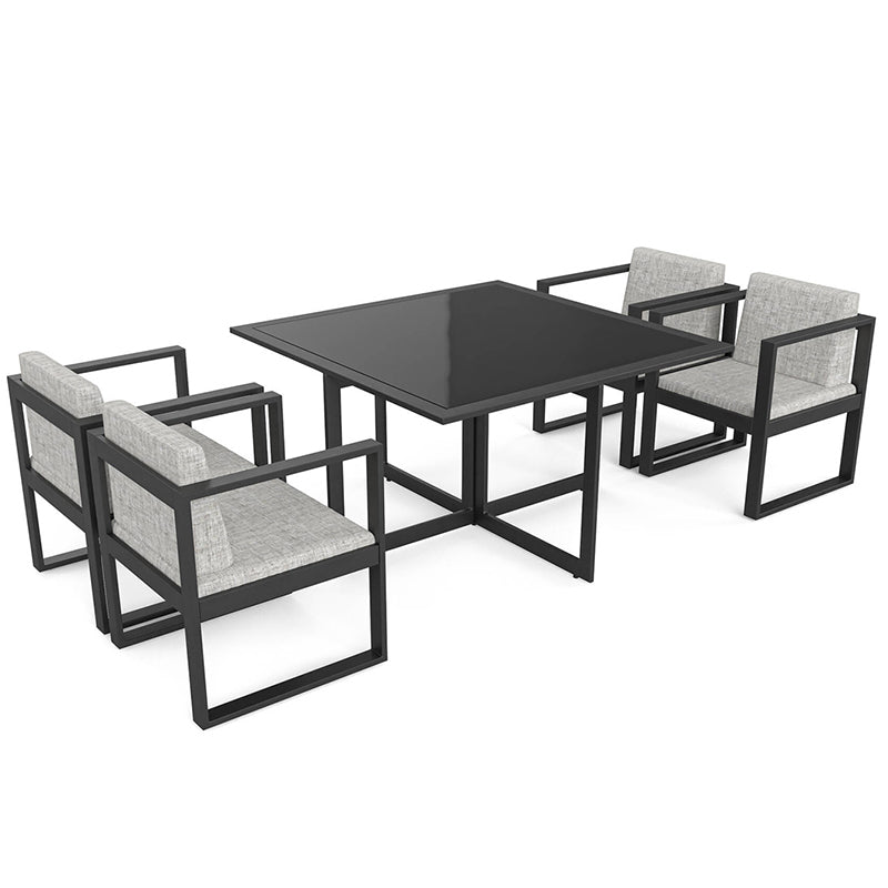 Modern Standard Height Dining Room Chair and Table Set with Black Chairs