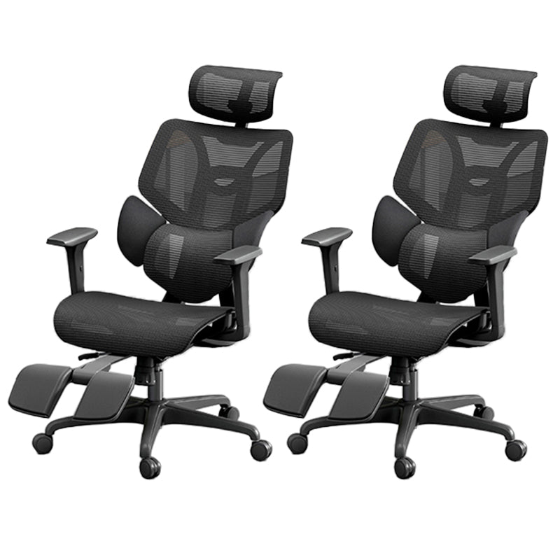 Adjustable Arm Office Chair Modernism Black Desk Chair with Wheels