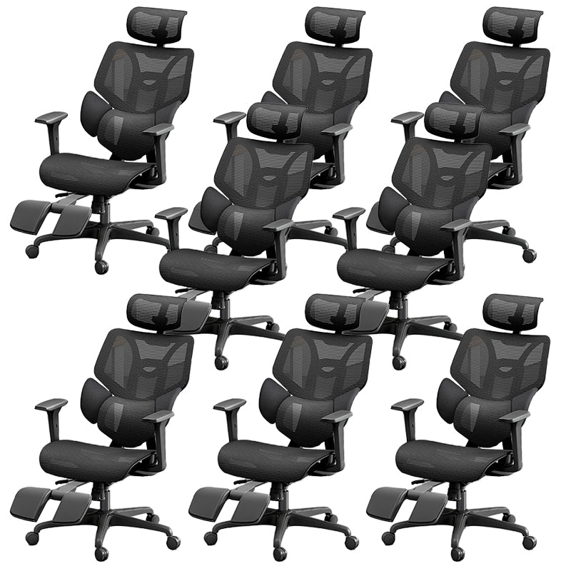 Adjustable Arm Office Chair Modernism Black Desk Chair with Wheels