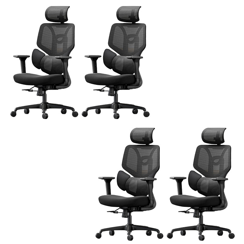 Adjustable Arm Office Chair Modernism Black Desk Chair with Wheels