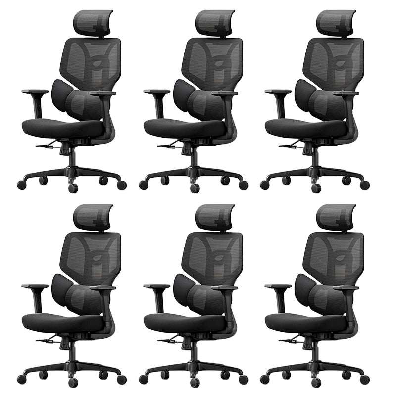 Adjustable Arm Office Chair Modernism Black Desk Chair with Wheels