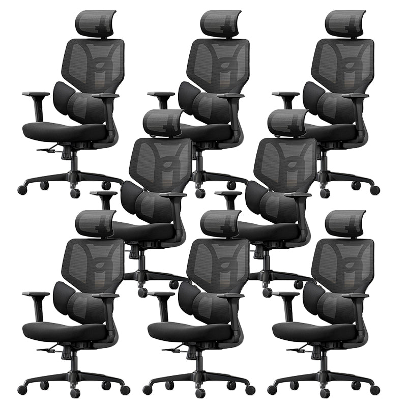 Adjustable Arm Office Chair Modernism Black Desk Chair with Wheels