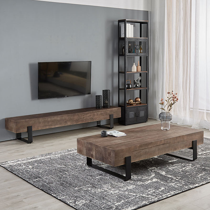 Wooden TV Media Console Industrial Stand Console for Living Room