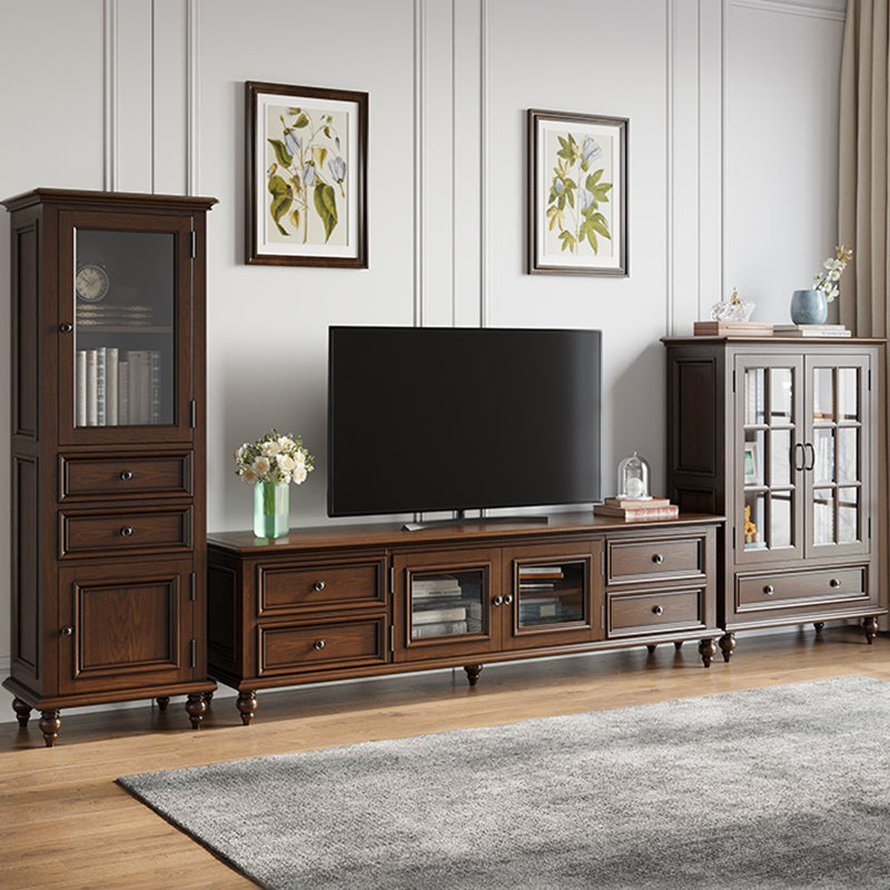 Modern TV Console Wood Media Console Enclosed Storage with Drawer for Home