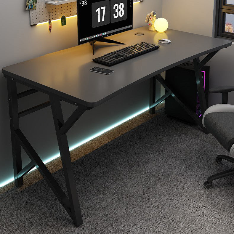 Contemporary Computer Desk Rectangular Antique Finish Desk with Metal Legs