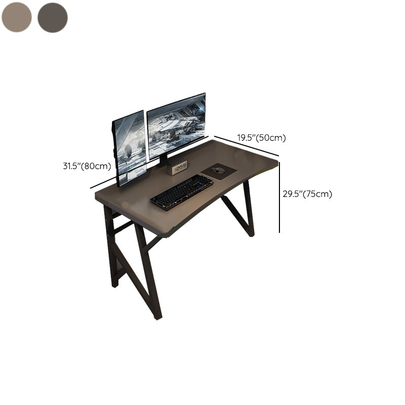 Contemporary Computer Desk Rectangular Antique Finish Desk with Metal Legs