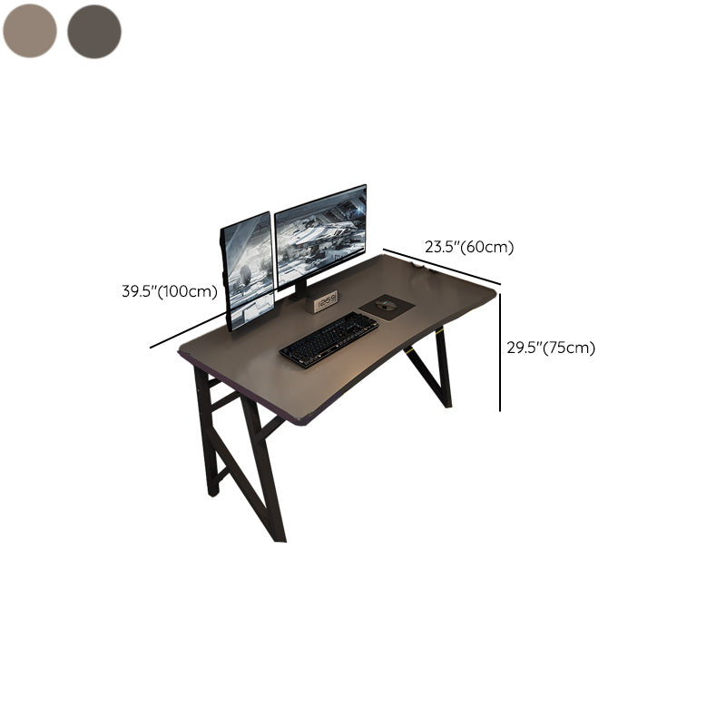 Contemporary Computer Desk Rectangular Antique Finish Desk with Metal Legs