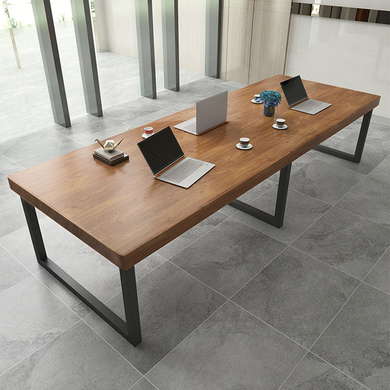 Contemporary Style Brown Office Desk Rectangular Shape Task Desk with Legs