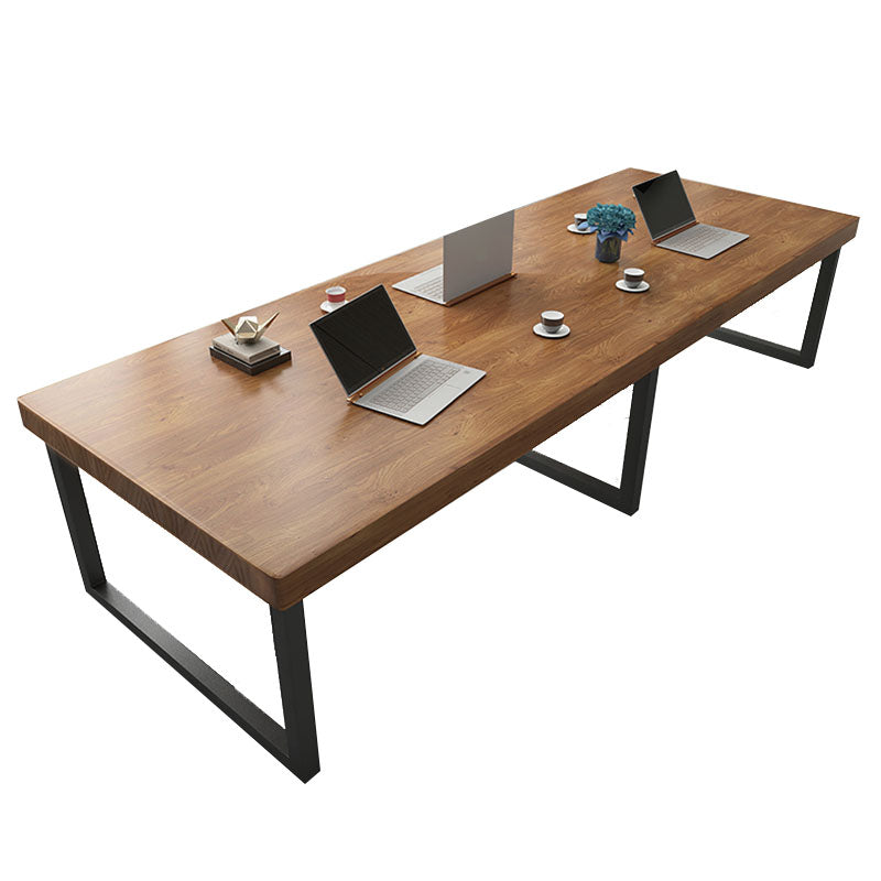 Contemporary Style Brown Office Desk Rectangular Shape Task Desk with Legs