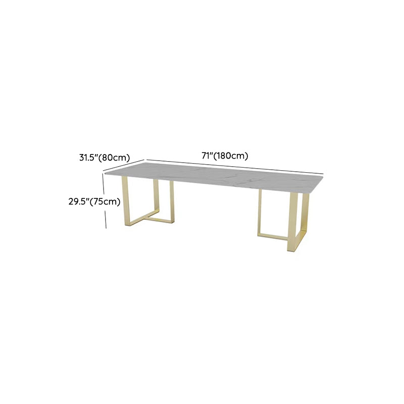 Rectangular Shape Contemporary Office Desk Stone Task Desk with 2-Legs in White