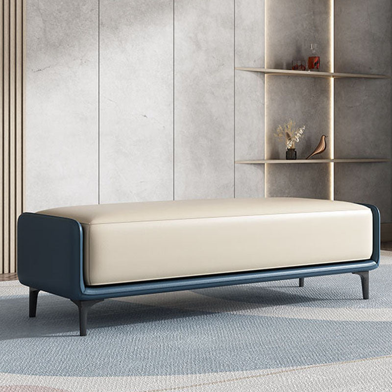 Rectangle Entryway Bench Modern Cushioned Seating Bench with Metal Legs