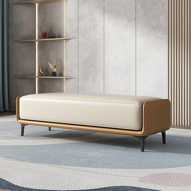 Rectangle Entryway Bench Modern Cushioned Seating Bench with Metal Legs