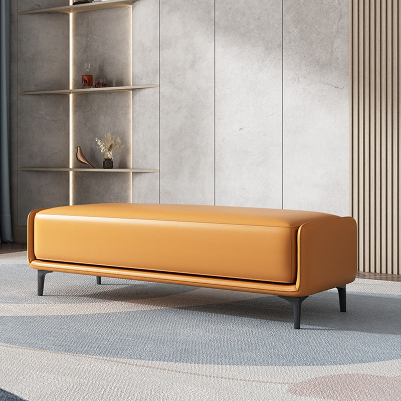 Rectangle Entryway Bench Modern Cushioned Seating Bench with Metal Legs