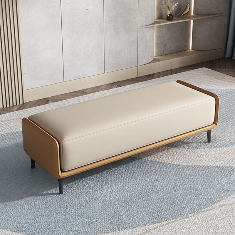 Rectangle Entryway Bench Modern Cushioned Seating Bench with Metal Legs