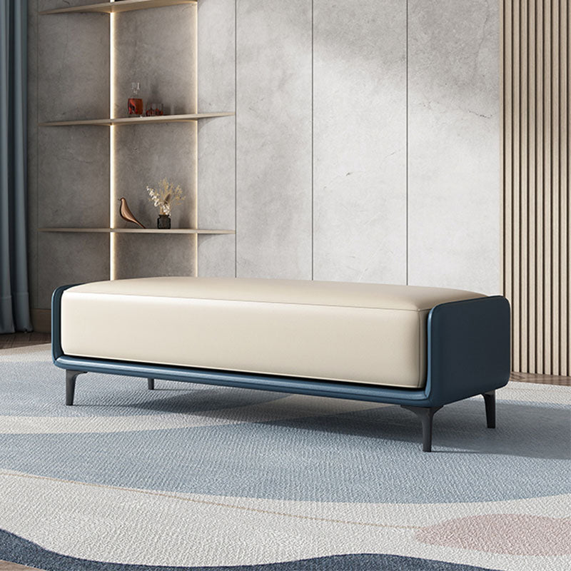 Rectangle Entryway Bench Modern Cushioned Seating Bench with Metal Legs