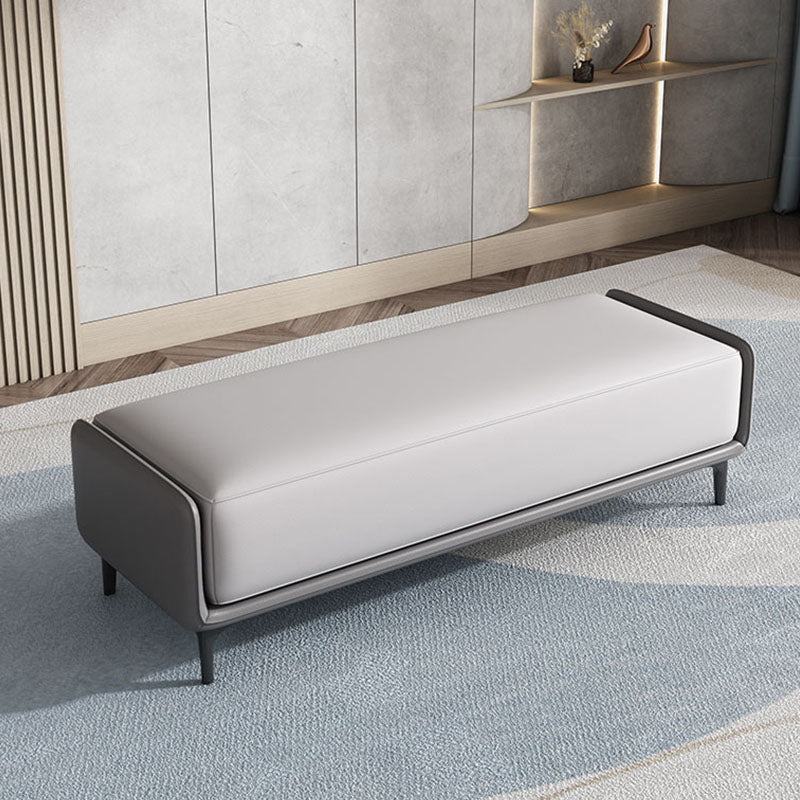 Rectangle Entryway Bench Modern Cushioned Seating Bench with Metal Legs