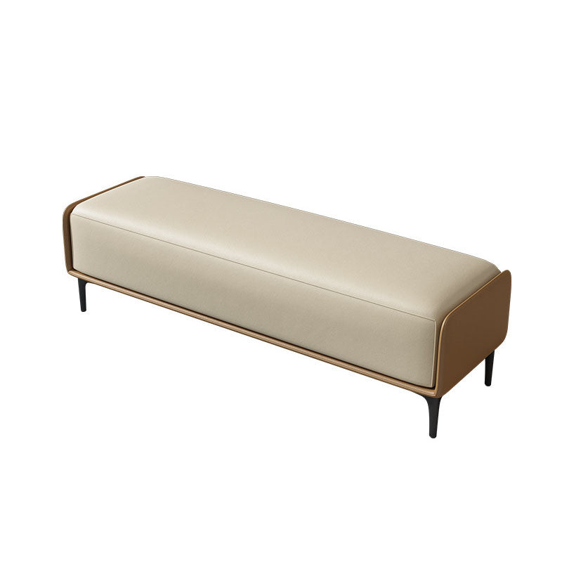 Rectangle Entryway Bench Modern Cushioned Seating Bench with Metal Legs