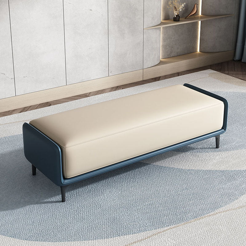 Rectangle Entryway Bench Modern Cushioned Seating Bench with Metal Legs