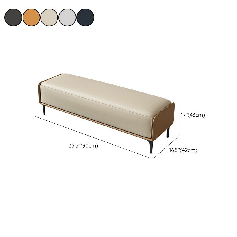 Rectangle Entryway Bench Modern Cushioned Seating Bench with Metal Legs