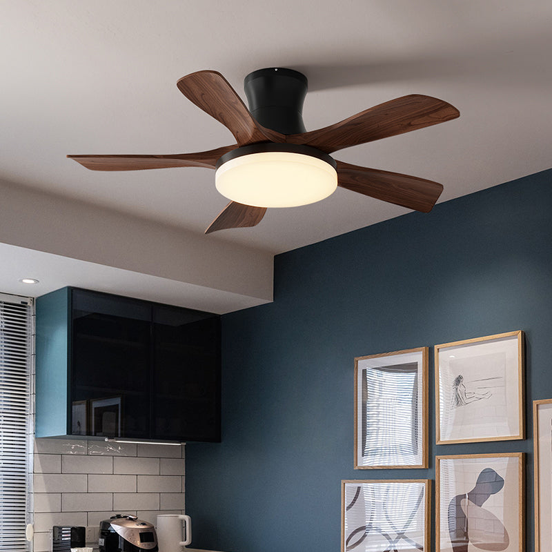 Creative Wooden Ceiling Fan Light Fixture Modern LED Ceiling Lamp for Bedroom