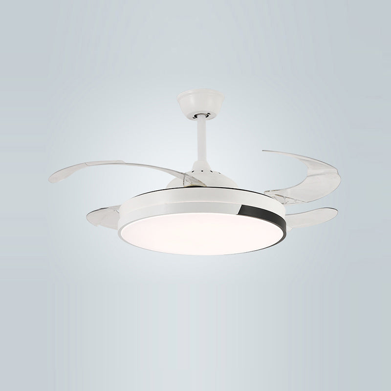 LED Contemporary Fan Ceiling Fixture Metal and Acrylic Ceiling Fan in White