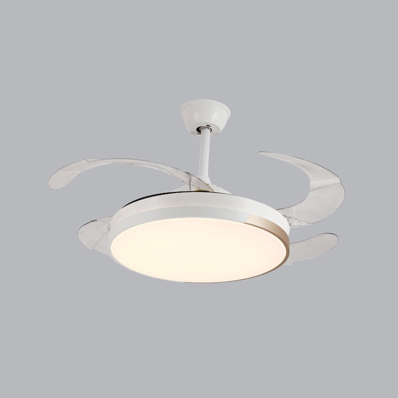 LED Contemporary Fan Ceiling Fixture Metal and Acrylic Ceiling Fan in White