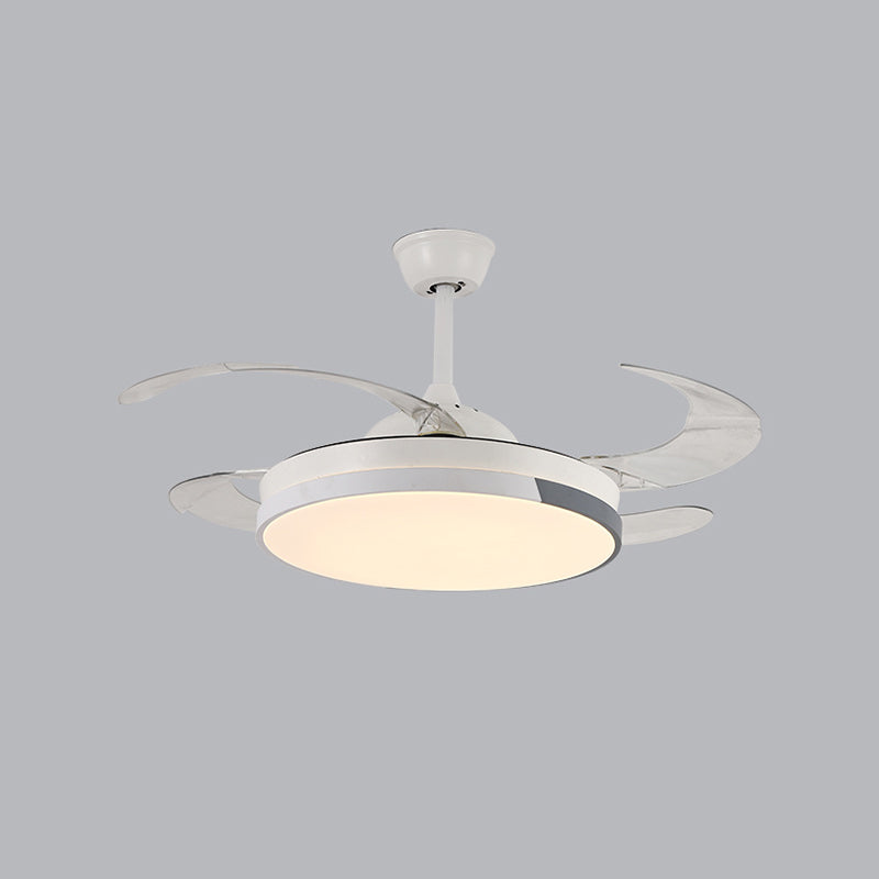 LED Contemporary Fan Ceiling Fixture Metal and Acrylic Ceiling Fan in White