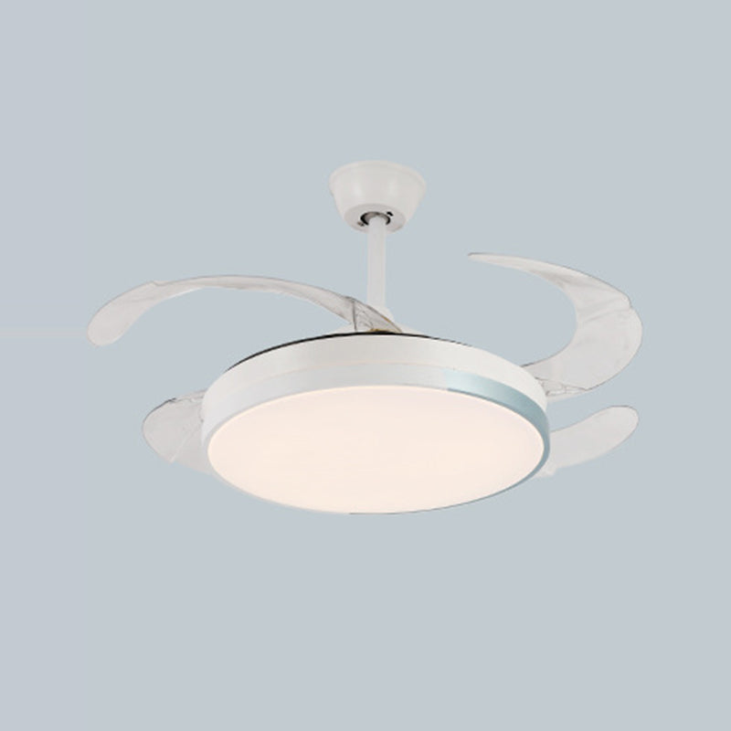 LED Contemporary Fan Ceiling Fixture Metal and Acrylic Ceiling Fan in White