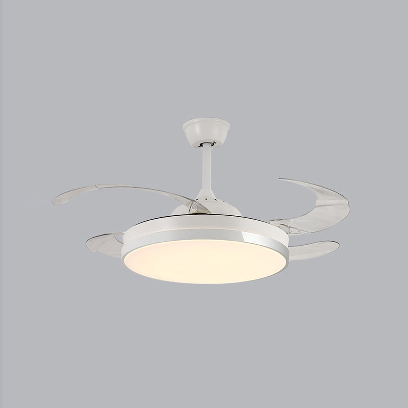 LED Contemporary Fan Ceiling Fixture Metal and Acrylic Ceiling Fan in White