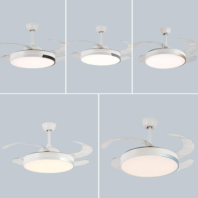 LED Contemporary Fan Ceiling Fixture Metal and Acrylic Ceiling Fan in White