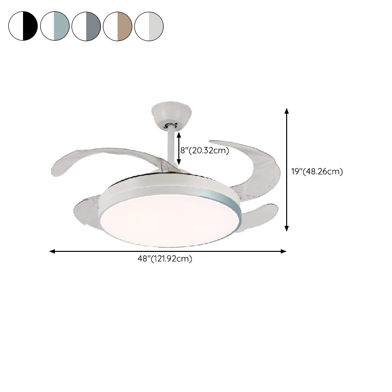 LED Contemporary Fan Ceiling Fixture Metal and Acrylic Ceiling Fan in White