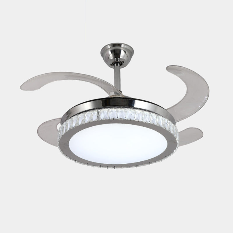 Stainless Steel Ceiling Fan Light in Chrome LED Modernism Fan Ceiling Fixture