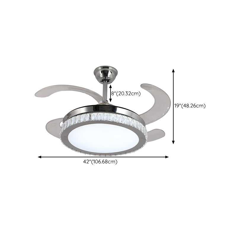 Stainless Steel Ceiling Fan Light in Chrome LED Modernism Fan Ceiling Fixture