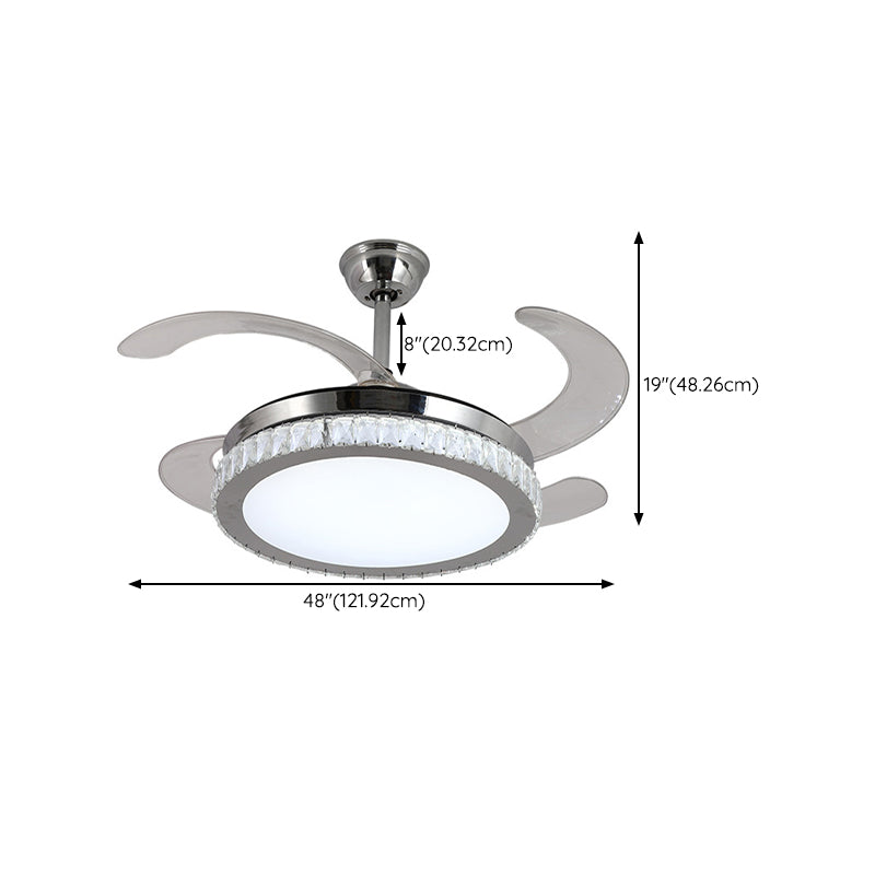 Stainless Steel Ceiling Fan Light in Chrome LED Modernism Fan Ceiling Fixture