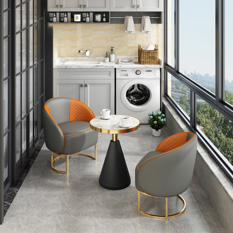 Modern Round Shape Dining Room Chair and Table Set with 2 Chairs